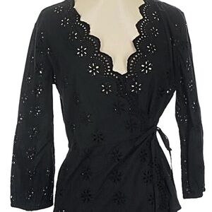 Madewell Black Eyelet Top
